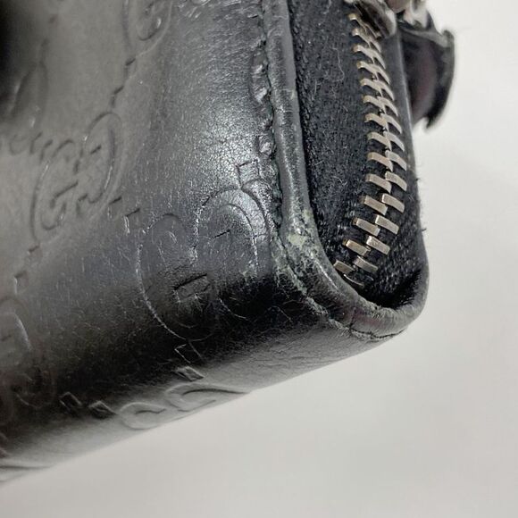 Gucci Long Wallet Guccissima 224246 Leather Black Silver Hardware Women's - Picture 5 of 10
